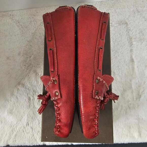 Patricia Nash Domenica Red Leather Tasseled Driving Loafer Boho Preppy 8.5 - Picture 8 of 12